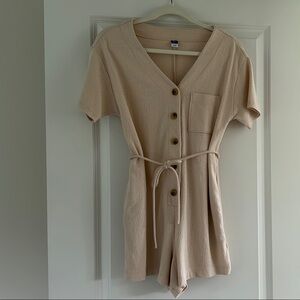 Casual Cream Button-Down Romper